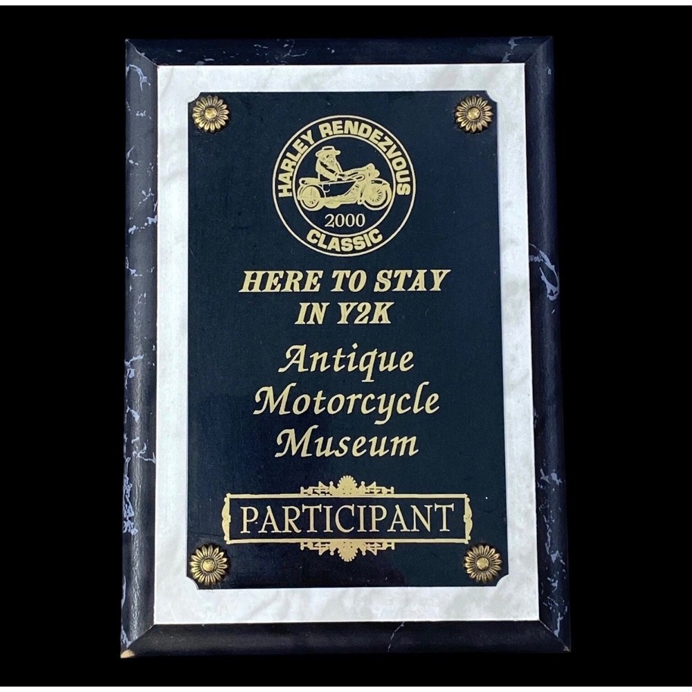 Harley‎ Rendezvous 2000 Classic Antique Motorcycle Museum Participant Plaque Y2K
